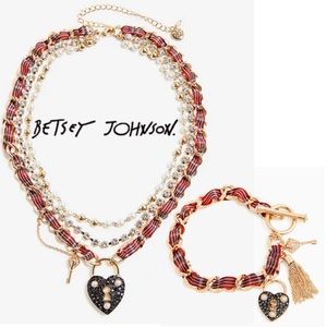 NWT Betsey Johnson PlaidHeart Necklace & Bracelet